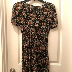 Forever 21 Black Floral Mini Dress | Size M
